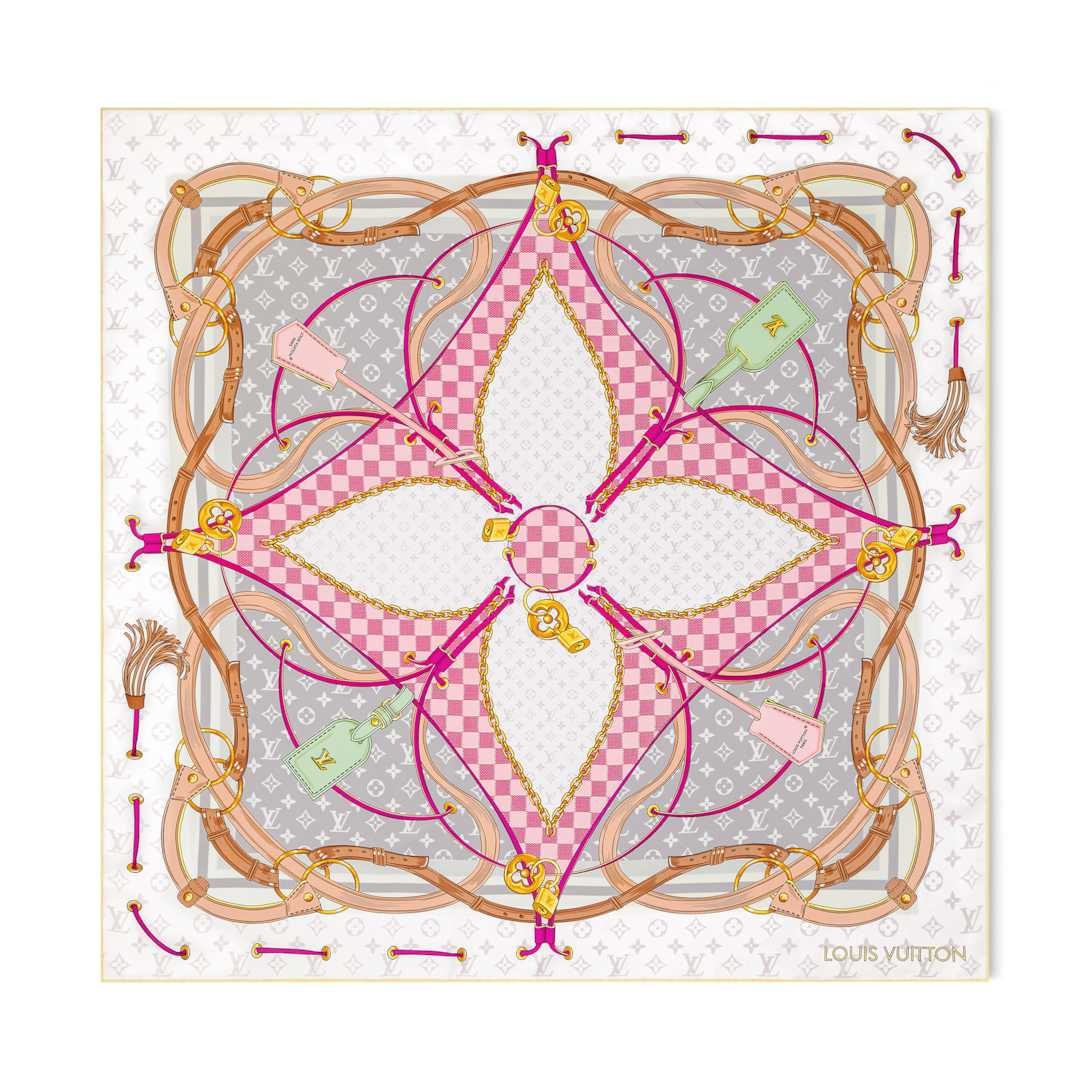 LOUIS VUITTON 花柄スカーフ Flower and Straps Square 90 - Luxury S00 Pink | LOUIS VUITTON